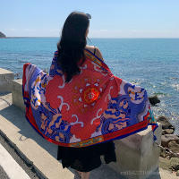 Bufanda De Playa Bohemia Para Mujer Pashmina Floral Estilo Fashion Verano Hijab Envoltura Echarpe Decorativa Polyester Sin Costuras - details 0