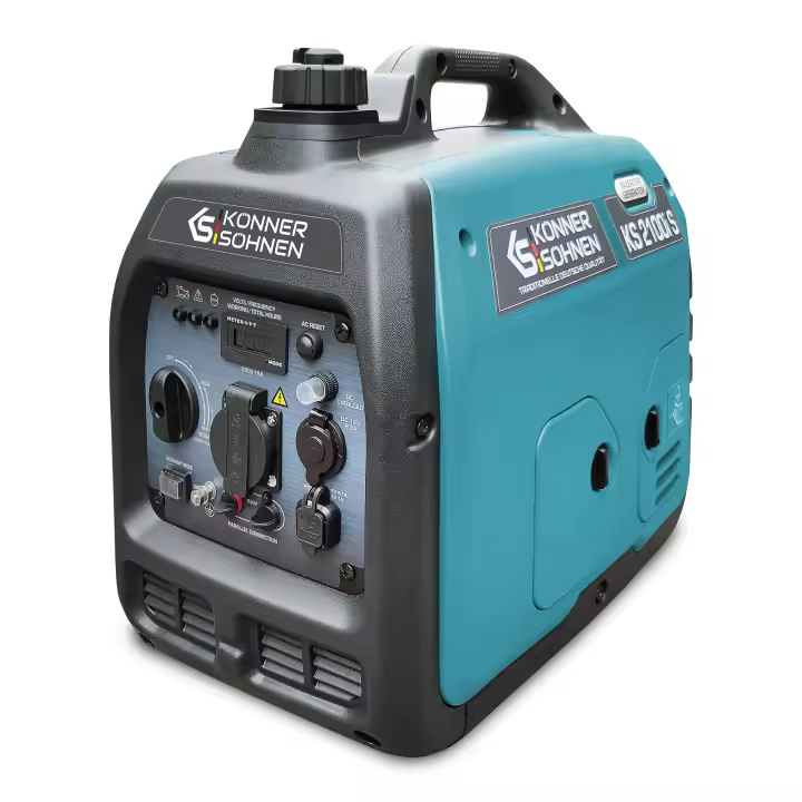 Generador inverter Könner & Söhnen KS 2100i S Carcasa insonorizada.  Potencia máxima 2000 W, 1x16A (230V), 2 puertos USB - 1
