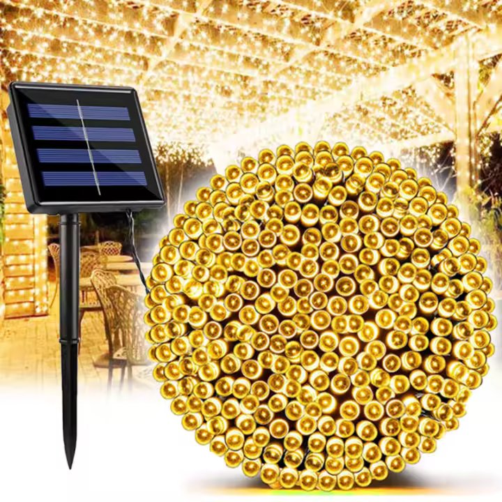Luces De Cadena LED Solar Para Exteriores Impermeables Luz De Navidad Para Jardín Patio Bodas Decoración De Año Nuevo - 1