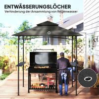 Gazebo con barbacoa LED 240x150x258 cm gazebo de Jardín ígífugo e impermeable, Techo Doble, protectores laterales, gazebo con Protección UV gazebo barbacoa para fiestes gris obscure - details 5