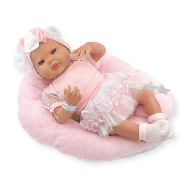 REBORN BAILARINA TUL BLANCO  MECANISMO BESISTOS Y ALMOHADA ROSA MAQUILLAJE: 18502-24 50 CM (Berjuan) - 1