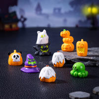 9Pcs Decoraciones De Halloween 3D Calabaza Fantasma Para Jardín De Hadas Muebles Artesanías Para Scrapbook Accesorios Para Casa Y Muñecas - details 0