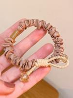 Scrunchie De Satén Con Diamantes Cinta Elástica Para El Cabello Multi-color Dual Propósito Para Cabello Grueso Sin Daño Ponytail - details 1