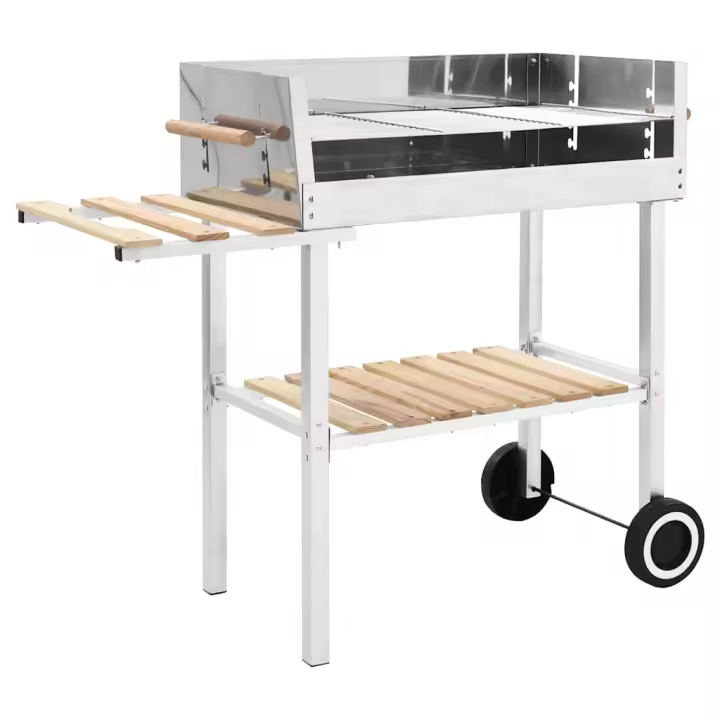 Barbacoa de carbón portátil XXL acero inoxidable con 2 estantes - 1