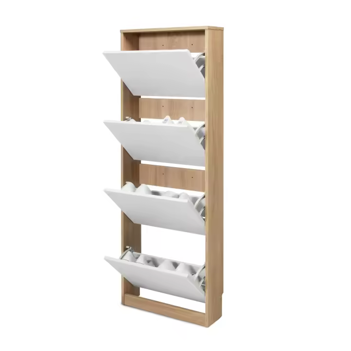 Mueble Zapatero Serie Loira 52AB Topkit Armario Zapatero Estrecho Alto con 4 Puertas abatibles. Medidas 161x54x16 - 1