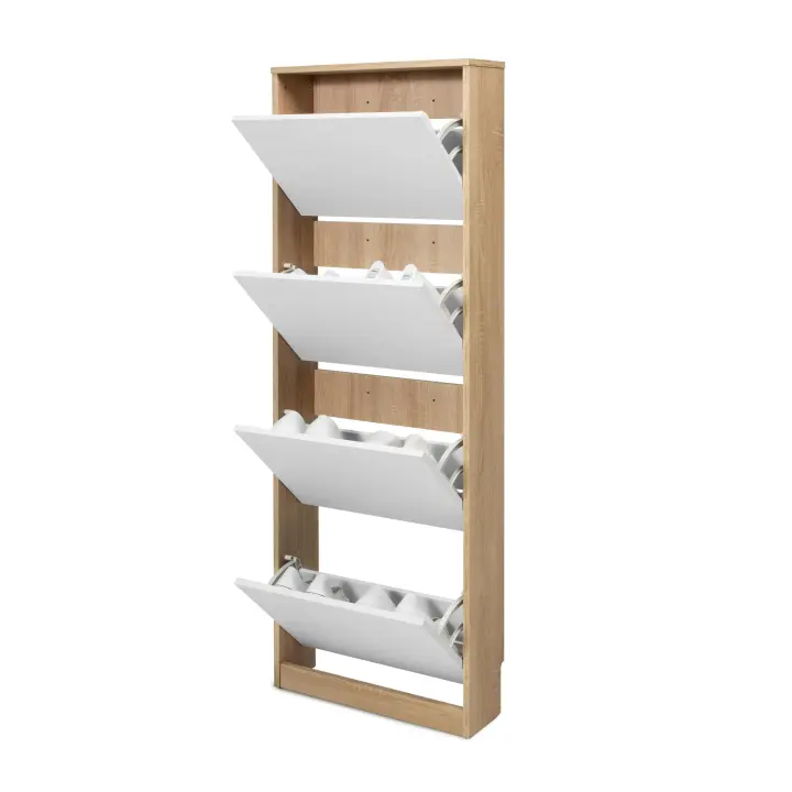 Mueble Zapatero Serie Loira 52AB Topkit Armario Zapatero Estrecho Alto con 4 Puertas abatibles. Medidas 161x54x16 - 1