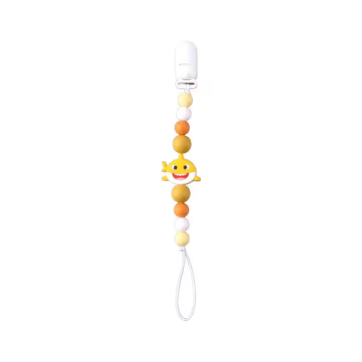 Cadena para chupete de bebé, mordedor con clip, cadena anticaída de silicona, pequeño tiburón, productos para bebés - 1