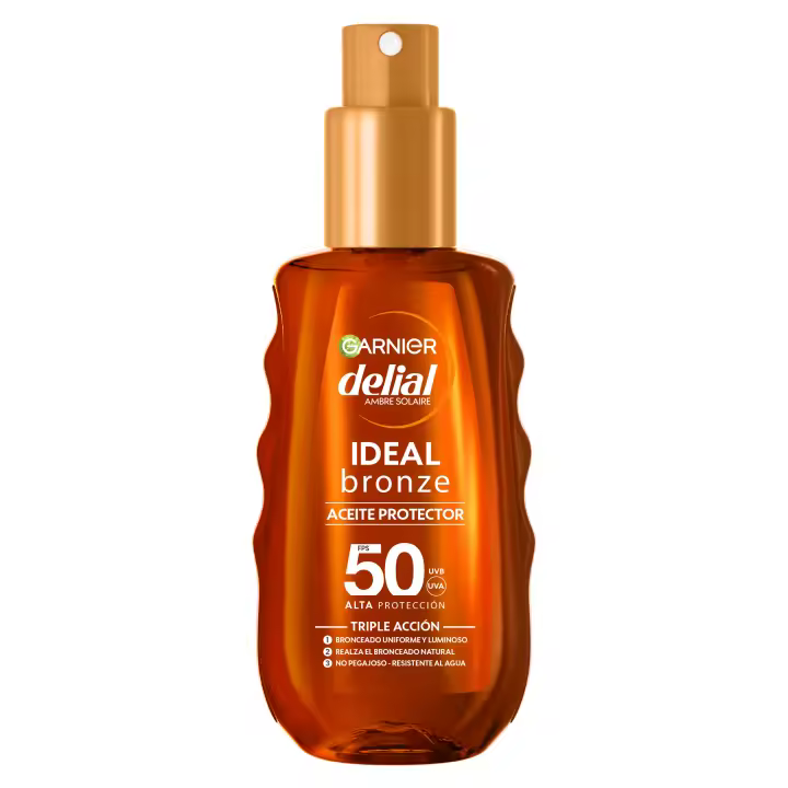 Garnier Delial Aceite Protector IDEAL Bronze FPS 50 para un bronceado uniforme y luminoso - 150ml - 1