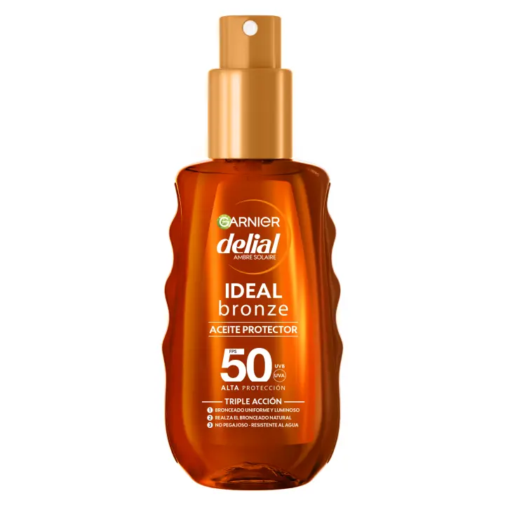 Garnier Delial Aceite Protector IDEAL Bronze FPS 50 para un bronceado uniforme y luminoso - 150ml - 1