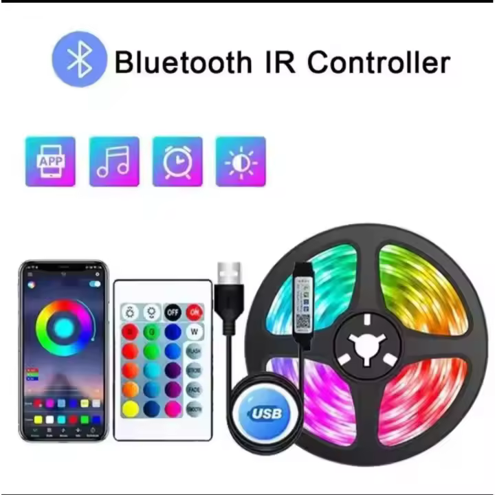 Tira de luz Led con Bluetooth RGB  para interior led 5050 - 3 metros Control remoto,  interiores y exteriores ideal para televisión, interiores y exteriores - 1