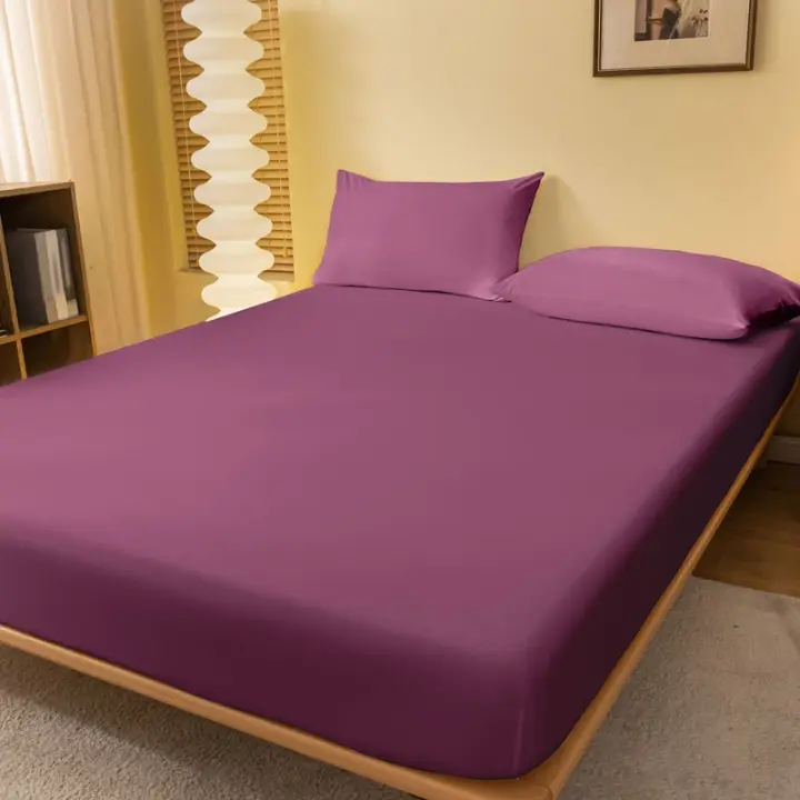 Sábana Sólida Mate 1 Pieza Colcha Morada Para Dormitorio Cama Simple Sin Fundas De Almohada Material Poliéster 100% - 1