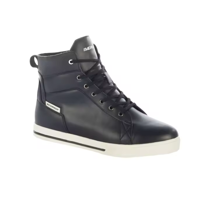 botas moto piel bering indy impermables negras suela blanca - 1