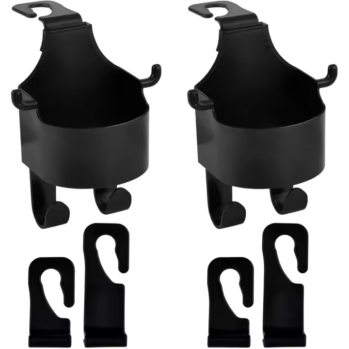 Pack de 2 ganchos para respaldos de asientos de coche, ganchos para reposacabezas de coche, gancho para reposacabezas 2 en 1, portavasos para botella de agua, bolso y teléfono - 1
