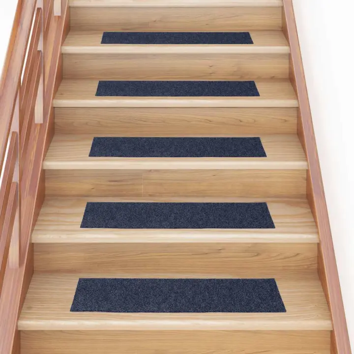 vidaXL Alfombrillas escaleras autoadhesivas 30uds gris azul 76x20 cm - 1