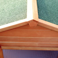 PawHut Conejera de Madera 309x79x86 cm Conejera Exterior Grande para 2-4 Conejos con 2 Corrales Bandeja Extraíble Techo Asfáltico 2 Rampas Natural - details 5