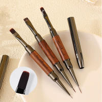 Cepillo De Uñas Doble Cabeza Con Mango De Sandalo Para Pintura Y Arte De Uñas Cepillo De Gel Y Liner Para Manicura - details 6
