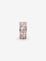 Pandora - Charm with clip y pavé transparent-Baño de Gold Rose de 14 K - details 1