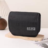 Bolsa De Viaje Portátil Para Hombres Y Mujeres Organizador De Maquillaje Impermeable Con Almacenamiento Oxford Negra Táctil - details 6
