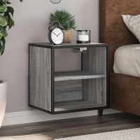 vidaXL Mesita de noche de pared negra 40x31x39,5 cm en color Negro/Roble Sonoma/Marrón roble y más | estructura resistente ideal para salón dormitorio o estudio - details 3