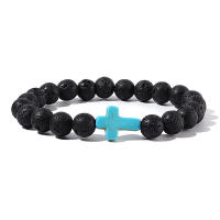 Pulsera De Rosario Para Hombres Y Mujeres Con Piedras Naturales Y Madera Hematita Onix Joyería De Yoga Meditación Pulsera Cruz - details 16