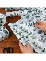 Papel De Tela De Perforación Verde Con Hojas Botánicas Para Empaquetar Regalos Fiesta De Cumpleaños Festivales 10 Hojas Por Pieza - details 1