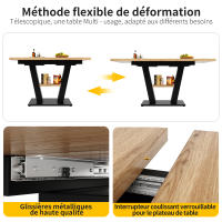 Mesa Retráctil de Restaurante 118-157x70x75cm - Madera Natural, Extensión con Insertos Internos, para Cocina y Sala, Acona 4-8 Personas, Diseño Funcional y Estilo Rústico - details 2