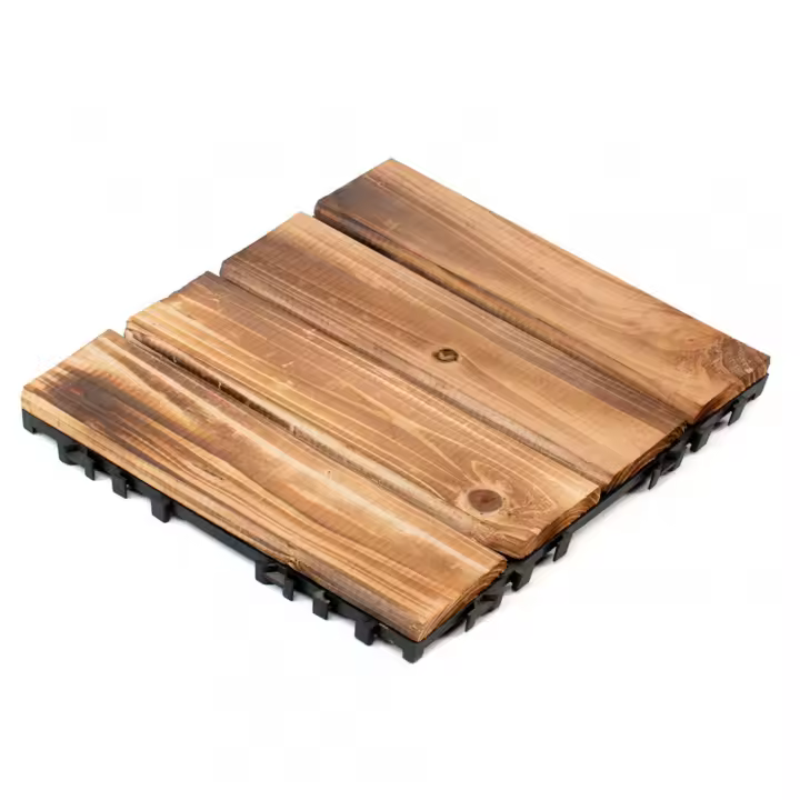 Tradineur - Baldosa de madera natural para terraza - Fácil instalación - Decoración y protección para exteriores - 30 x 30 cm - Color Marrón Claro - 1