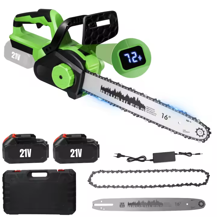 Motosierra eléctrica sin escobillas de 16 pulgadas, herramienta de poda de jardín Digital, inalámbrica, 2200W, para batería Makita de 18V - 1