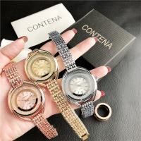 Reloj De Mujer De Lujo Con Rhinestone Y Diamantes En Acero Inoxidable Reloj De Cuarzo Fashion Gold Contena Quartz Wristwatches - details 7