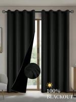 Cortinas De Blackout 100% Con Tope De Grommets Para Decoración De Hogar Sala De Estar Dormitorio Cocina Aislamiento De Luz Modernas - details 8