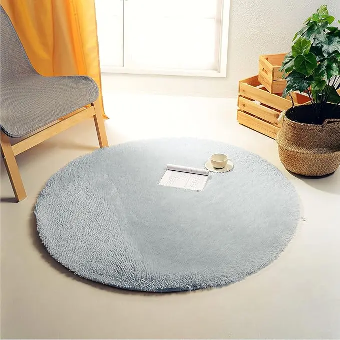 TODOBIEN STORE - Alfombra Decorativa de Pelo Largo Extra Suave -Alfombra Antideslizante para Salón Dormitorio Circular (Diámetro 60CM, 90CM,120CM) - 1