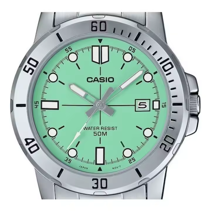 reloj deportivo hombre Casio MTP-VD01D-3E1 45mm 50m WR correa de acero - 1