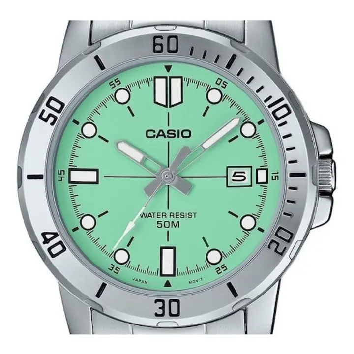 reloj deportivo hombre Casio MTP-VD01D-3E1 45mm 50m WR correa de acero - 1