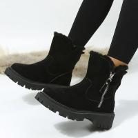 Botas De Nieve Gruesas Para Mujer Felpa Sintética Antideslizante Invierno Botas De Piel Sintética Con Forro De Algodón Botines Con Plataforma Talla Grande Cuña Cuadrada - details 10