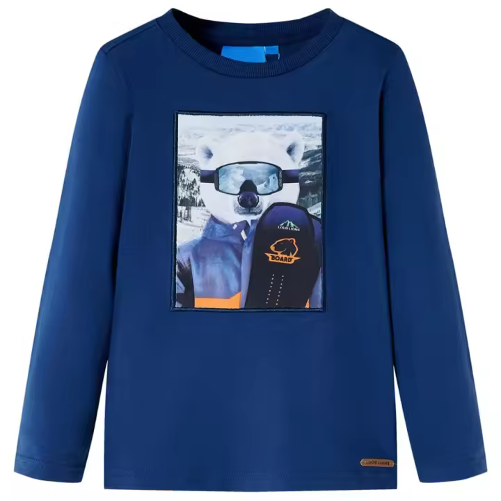 Camiseta infantil de manga larga color vaquero 116 en color Azul/Óxido - 1
