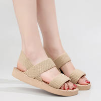 Sandalias Romanas Planas Antideslizantes Y Suaves Para Mujer Casual Playa Bajo Tobillo Moda Zapatos Con Plataforma - details 3