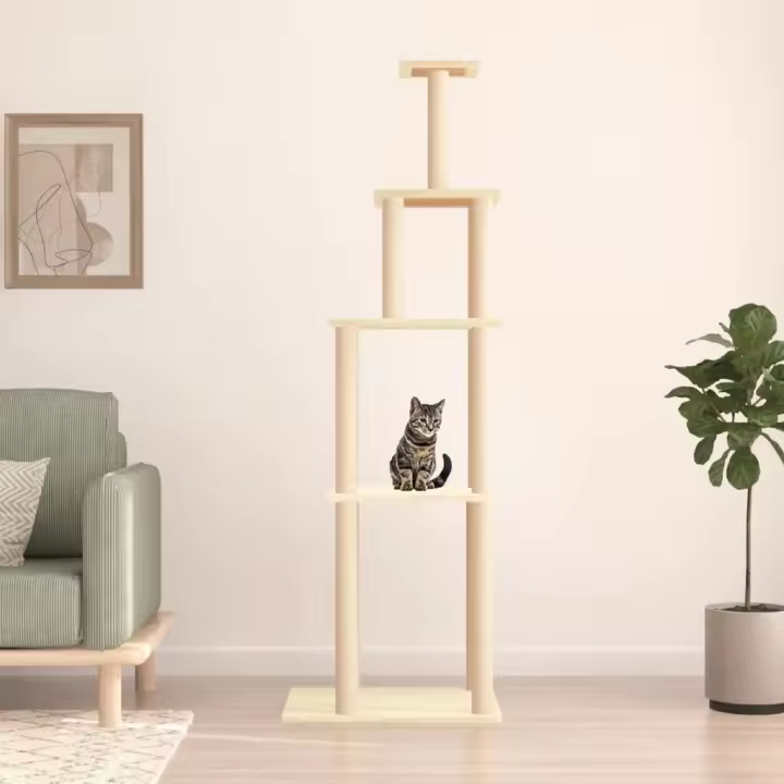 vidaXL Rascador para Gatos con Postes Árbol Torre de Escalada Sisal Color Crema,  Gris claro,  Gris oscuro y mas - 1
