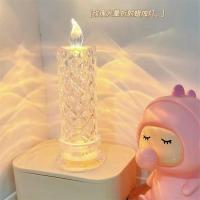 Lámpara De Noche En Forma De Rosas Sin Velas LED Cristalina Para Decoración De Hogar Fiesta Bodas Navidad Sin Flama - details 6