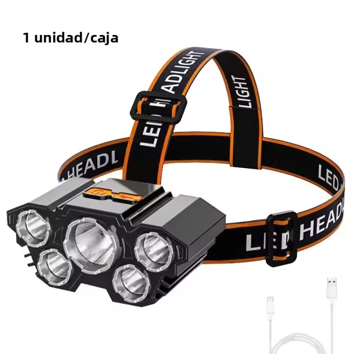Linterna Frontal LED Recargable Con Batería Integrada Luz Fuerte Para Camping Aventura Pesca Linterna De Mano Impermeable - 1