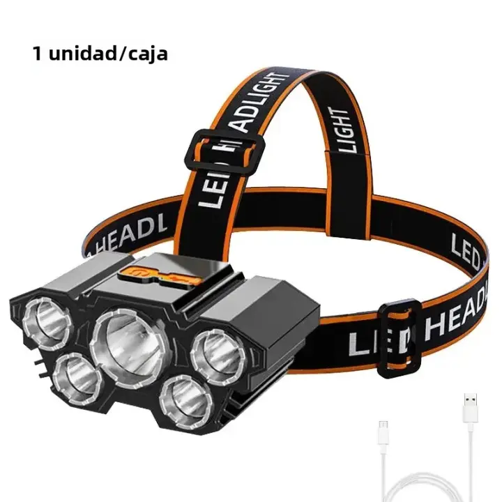 Linterna Frontal LED Recargable Con Batería Integrada Luz Fuerte Para Camping Aventura Pesca Linterna De Mano Impermeable - 1