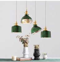 Lámpara Colgante Minimalista Japonesa De Vidrio Creativa Y Personalizada LED Verde En Bronce Para Iluminación De Habitaciones Y Salones - details 12