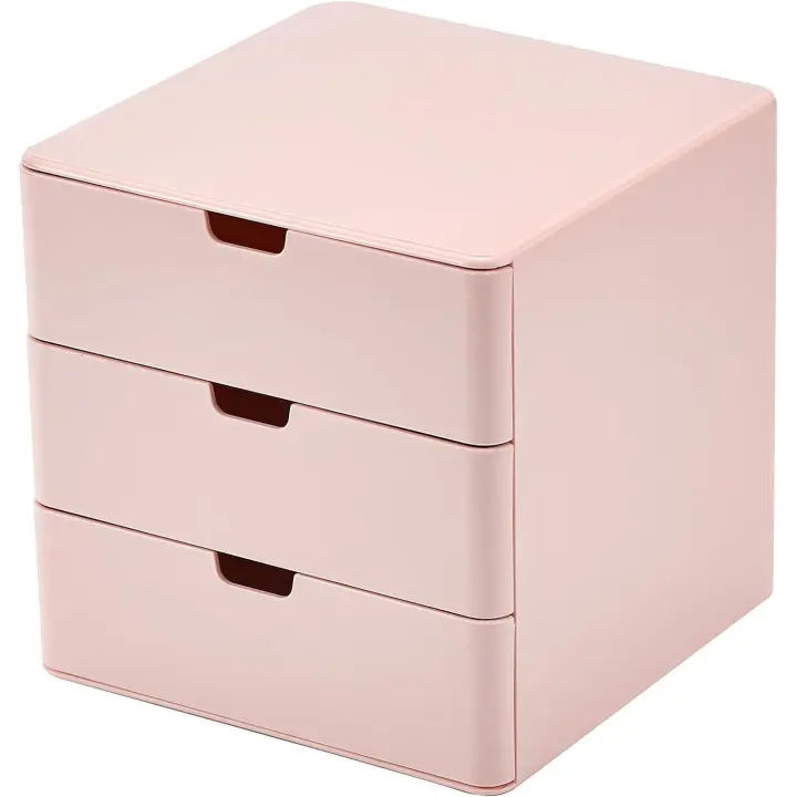Organizador de tocador de 3 cajones, cajones de organización de almacenamiento compactos, tamaño pequeño, rosa - 1