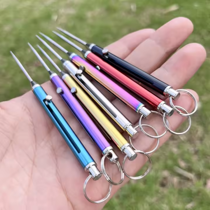 Herramienta Portátil De Acero De Titanio Ajustable Con Llavero Punzón De Agujero Para Shisha Y Toallitas De Papel Con Palillo De Dientes Y Fruta - 1