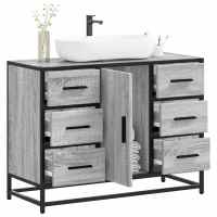 vidaXL Armario lavabo baño madera ingeniería roble marrón 80x33x60 cm en color Marrón roble/Roble ahumado/Gris sonoma y más | almacenamiento funcional diseño moderno para baño dormitorio sala - details 2