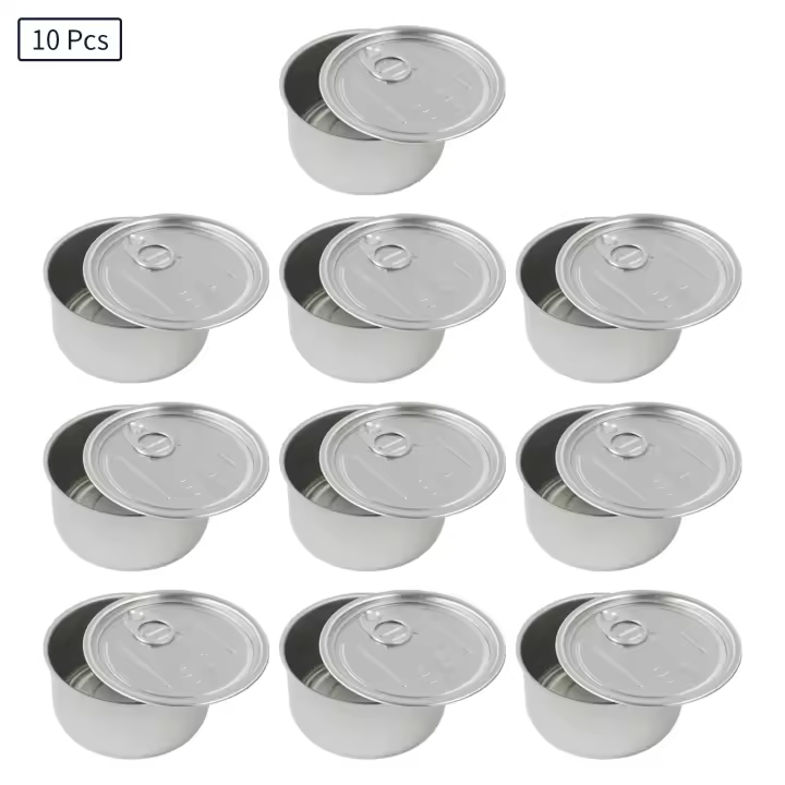 Lata de Aluminio Vacía para Sellado 10Pcs with Tapas Redonda y Anillo para Candados y Almacenamiento de Dulces Contenedor de Regalo - 1