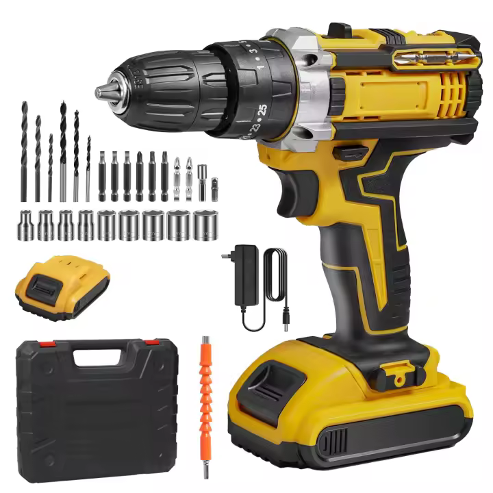 Taladro de mano eléctrico inalámbrico, herramienta eléctrica recargable para el hogar, pistola de impacto, 1800rpm, 3/8 pulgadas - 1