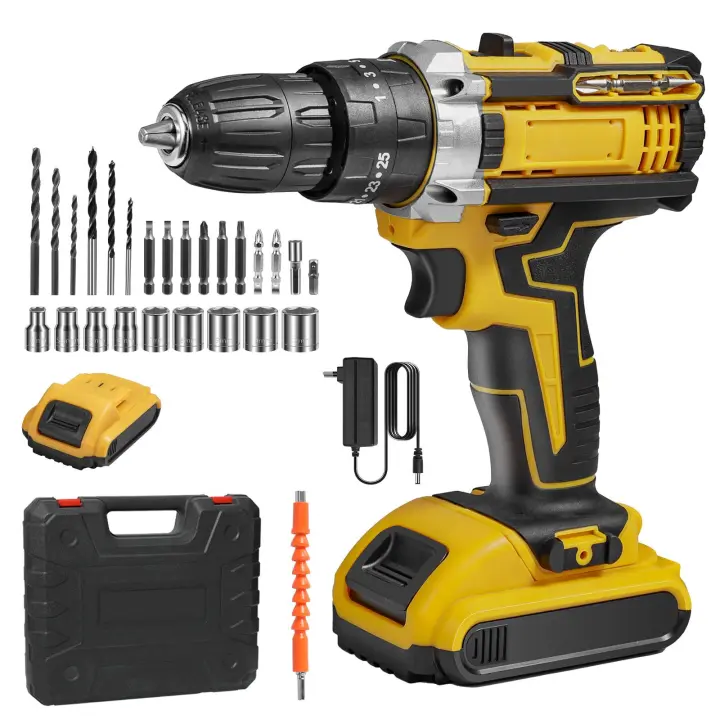 Taladro de mano eléctrico inalámbrico, herramienta eléctrica recargable para el hogar, pistola de impacto, 1800rpm, 3/8 pulgadas - 1