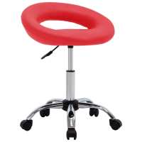 vidaXL Silla de trabajo con ruedas cuero sintético en color Rojo/Rojo vino tinto/Blanco y más | cómodas modernas ergonómicas para comedor cocina salón hogar - details 0