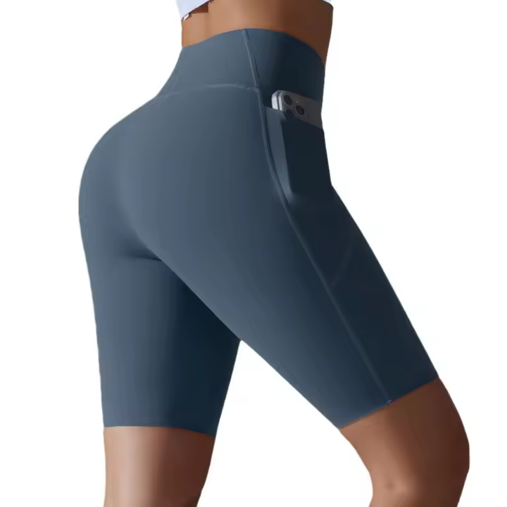 SSITO Pantalones cortos con bolsillos para Gimnasio y Yoga, pantalones cortos de secado rápido para trotar, entrenamiento de Cycling active, Pantone cortos de Gimnasio para entrenamiento, Fitness, High Belt - 1