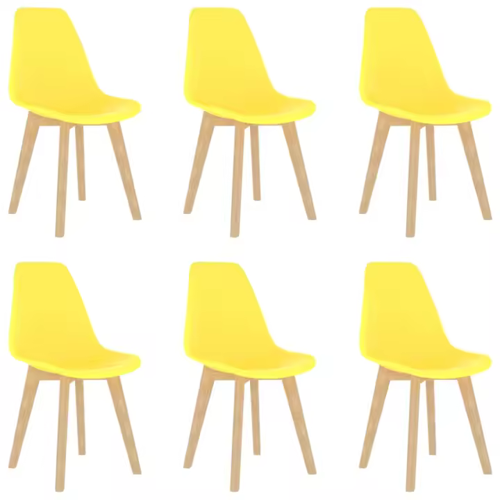 vidaXL Sillas de comedor 6 unidades plástico amarillo - 1